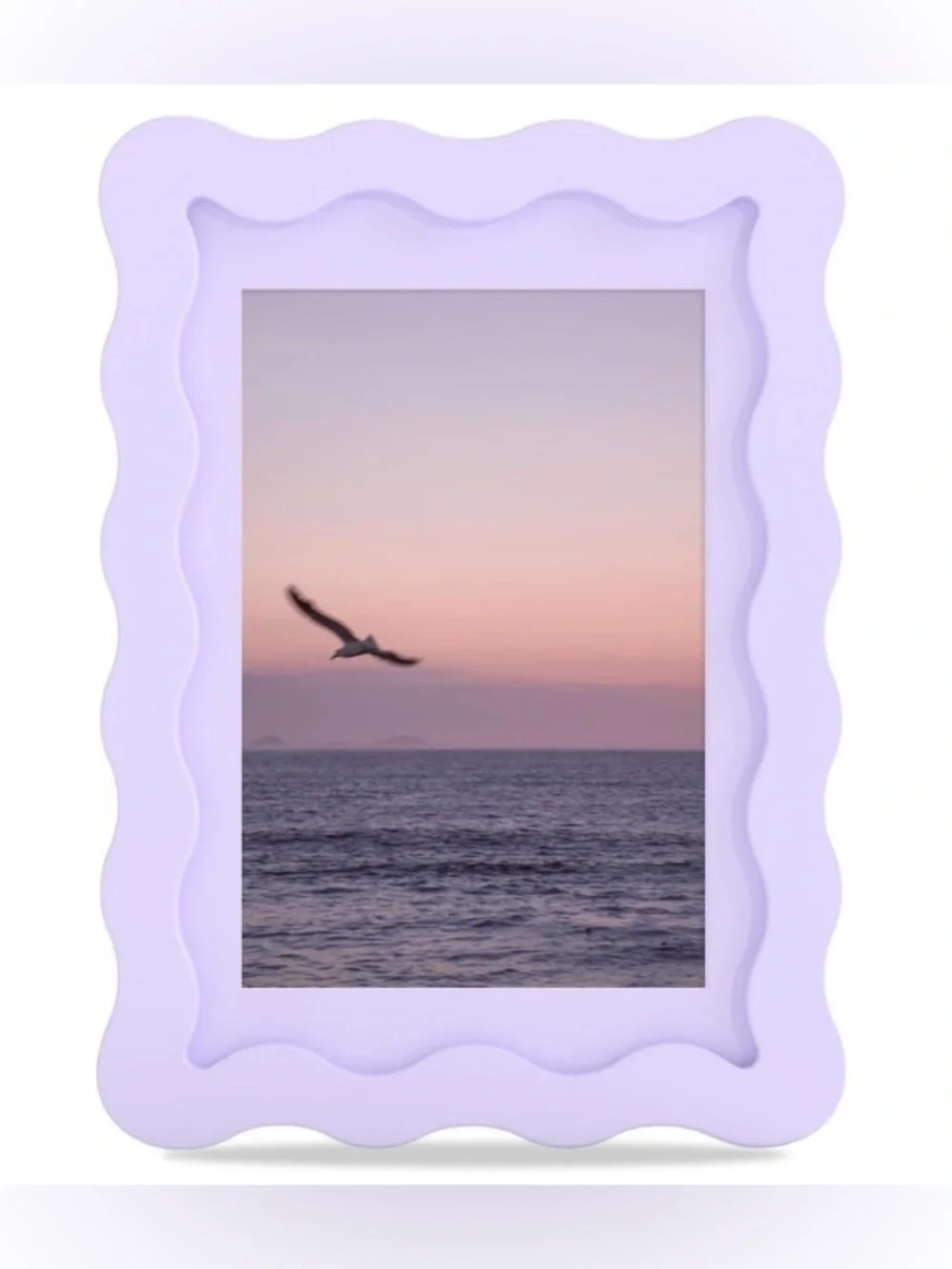 Wavy Frame with MDF Wood Real Glass Wall/Tabletop Vertical/Horizontal LAVENDER
